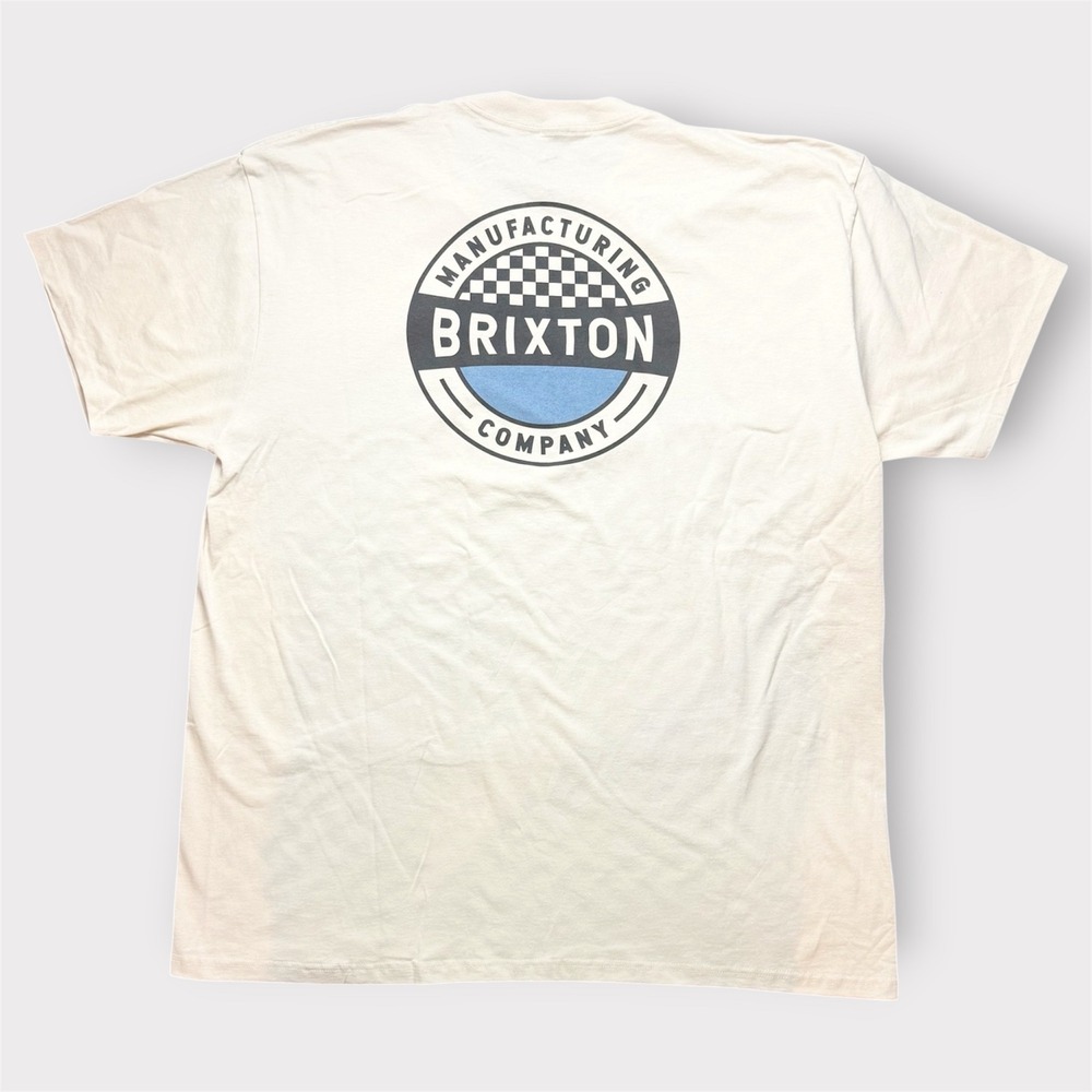 Brixton Manufacturing Company Graphic T-Shirt Mens XXL Cream Off White Cotton
